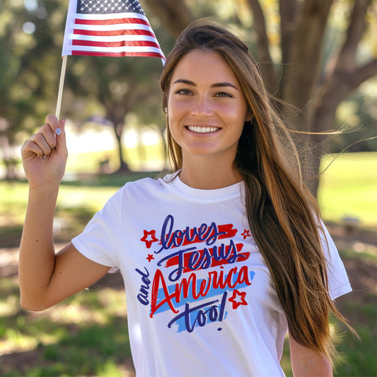 Loves Jesus and America Too | Unisex premium t-shirt