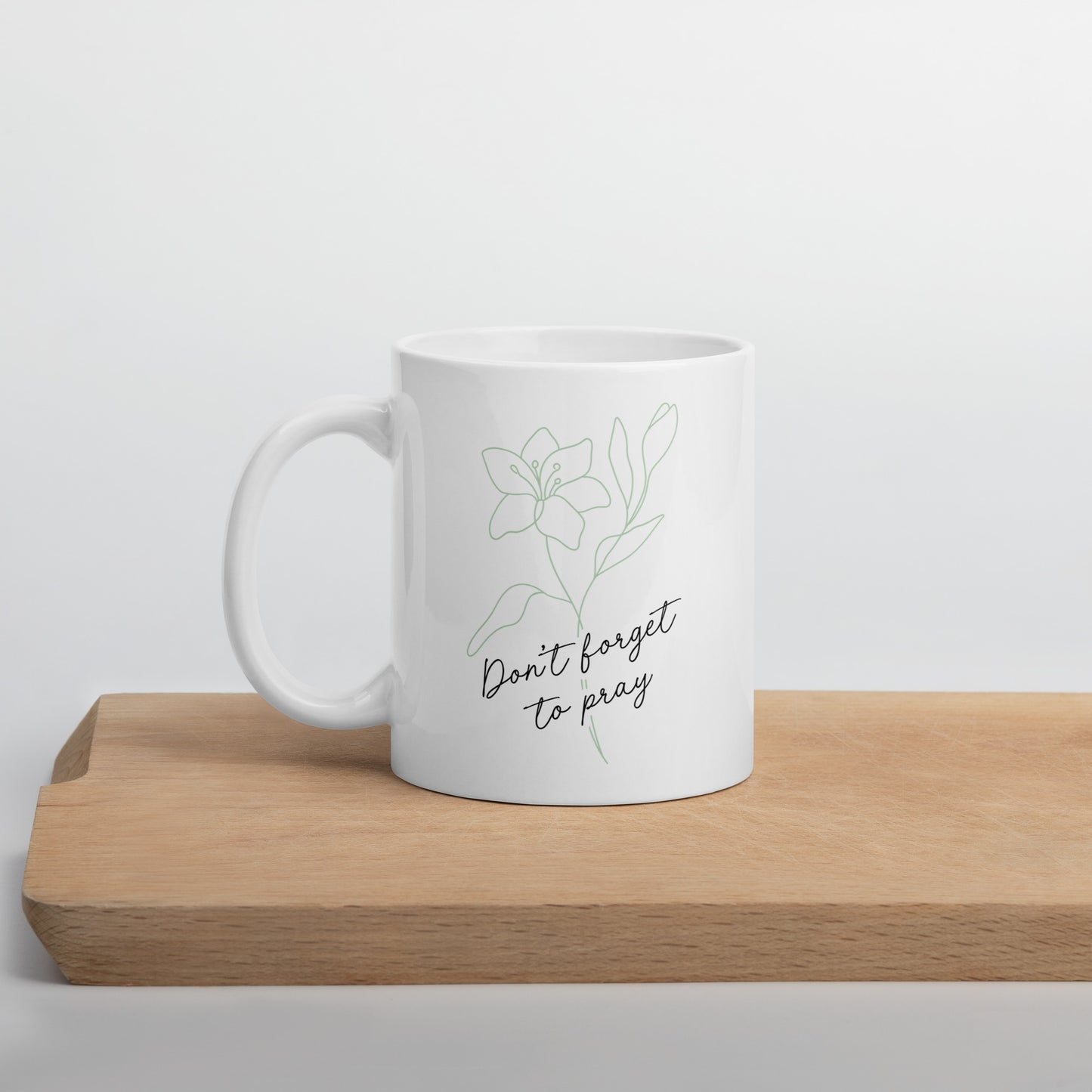 Floral Prayer Reminder White glossy mug