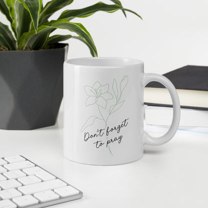 Floral Prayer Reminder White glossy mug