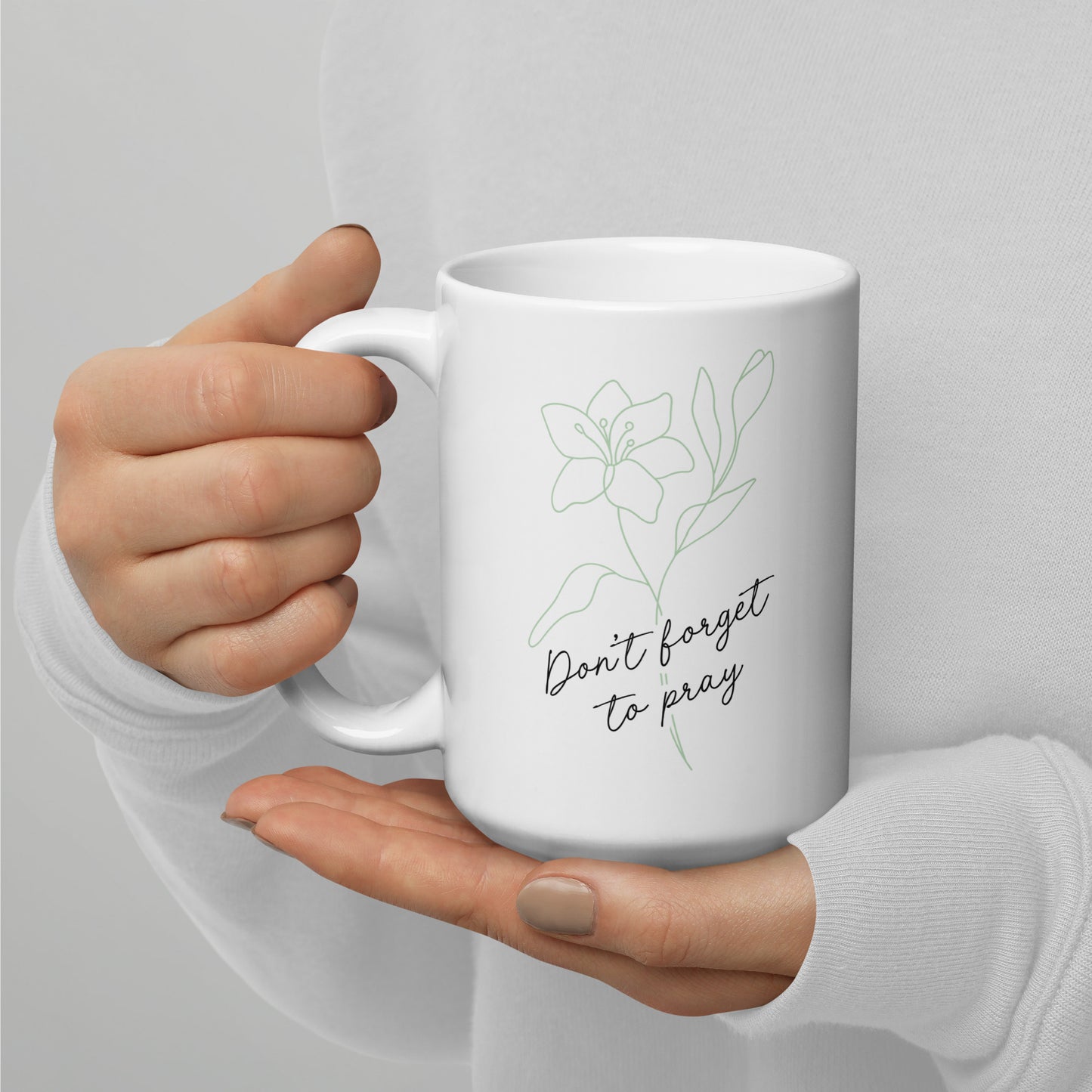 Floral Prayer Reminder White glossy mug