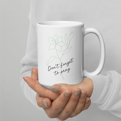 Floral Prayer Reminder White glossy mug